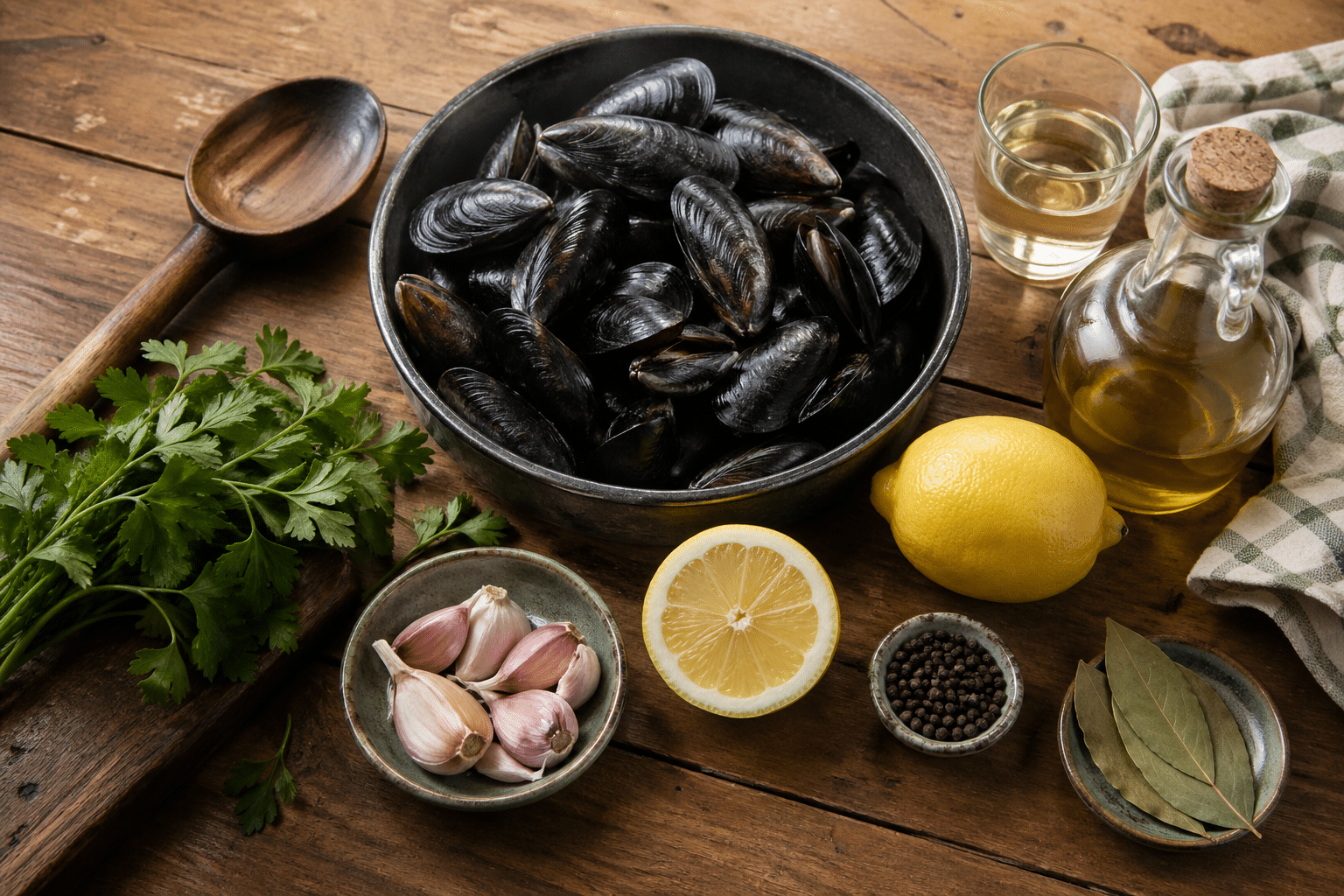Mejillones al Vapor Ingredientes para hacer mejillones al vapor