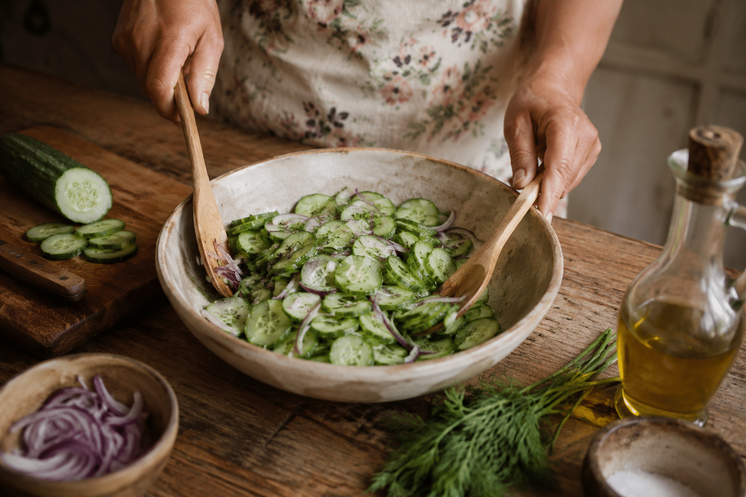 Ensalada de Pepino Mezclar la ensalada de pepino