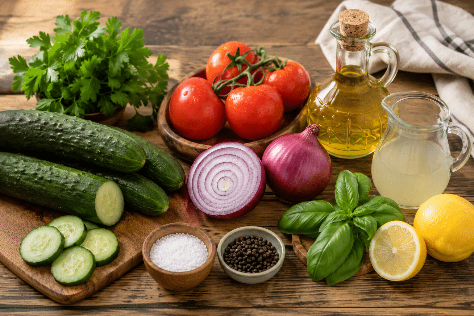 Ensalada de Pepino y Tomate Ingredientes para Ensalada de Pepino y Tomate