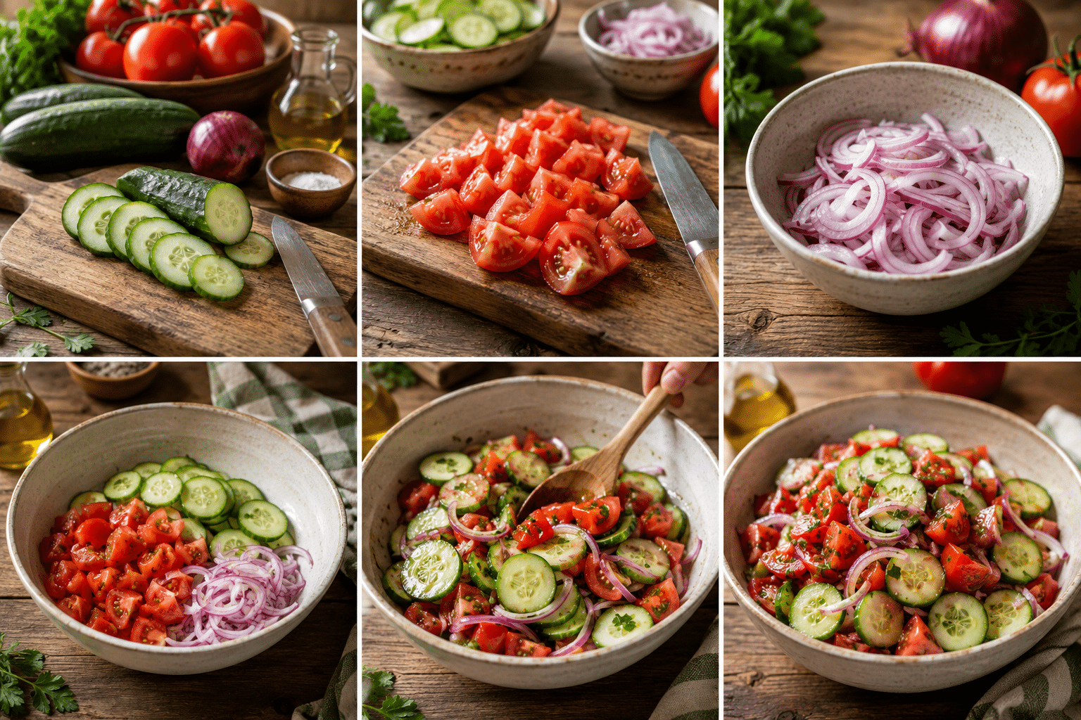 Ensalada de Pepino y Tomate Ensalada de Pepino y Tomate paso a paso