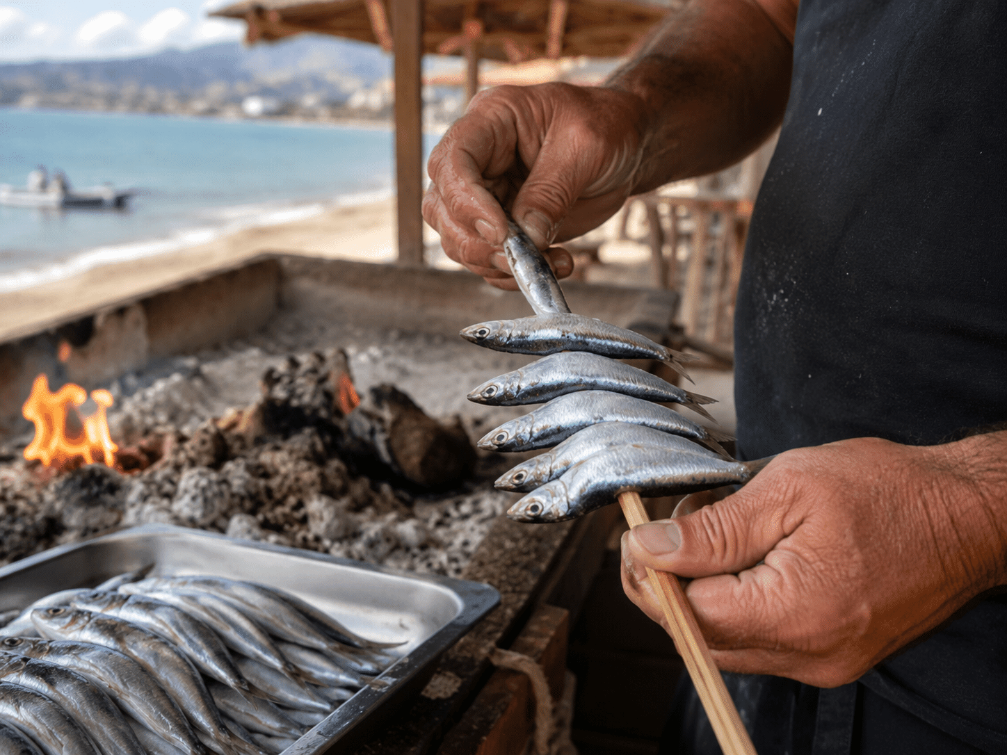 El Espeto perfecto y jugoso Espeto: receta española tradicional de sardinas a la brasa
