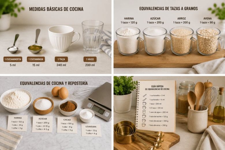 Tabla de equivalencias de cocina