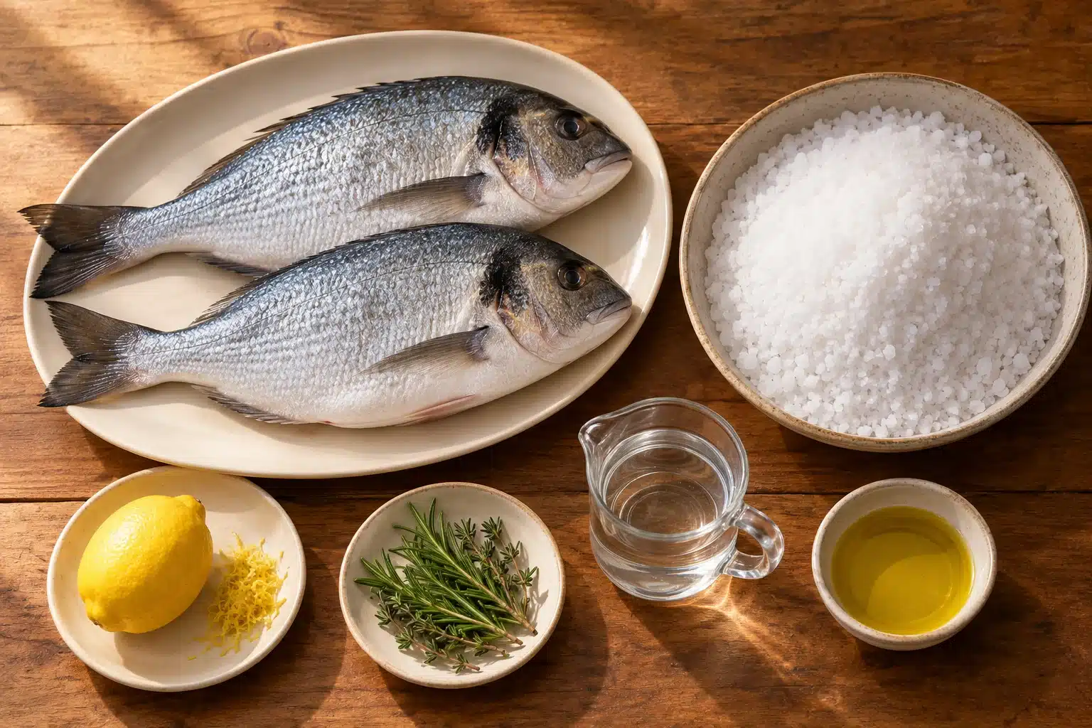 Ingredientes para dorada a la sal