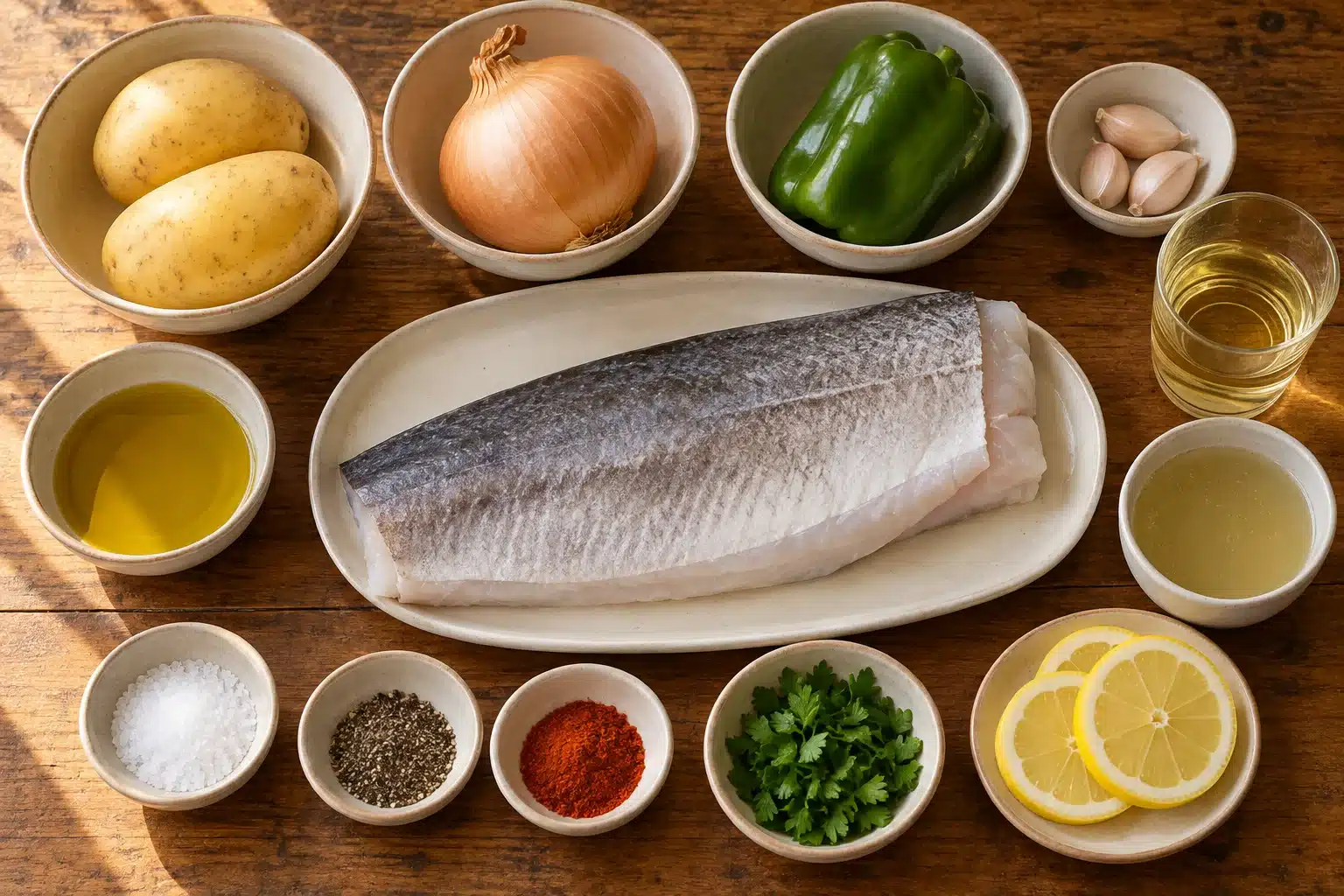 Ingredientes para fogonero al horno con patatas