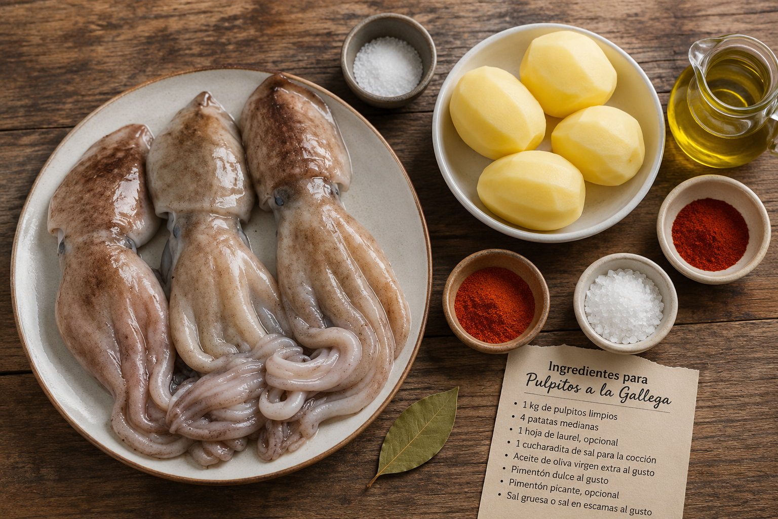 Pulpitos a la gallega Ingredientes para pulpitos a la gallega