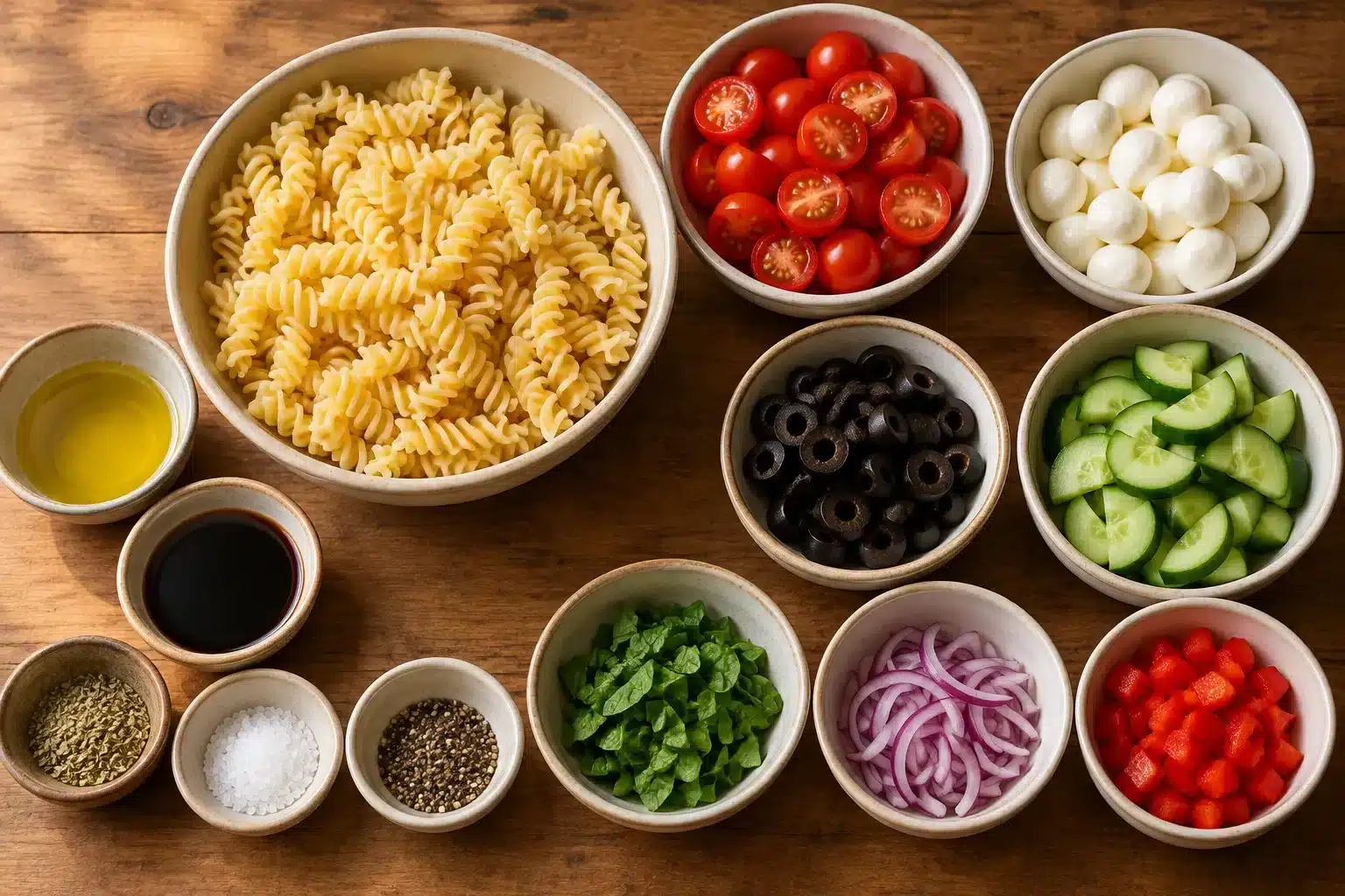 Ingredientes para ensalada de pasta