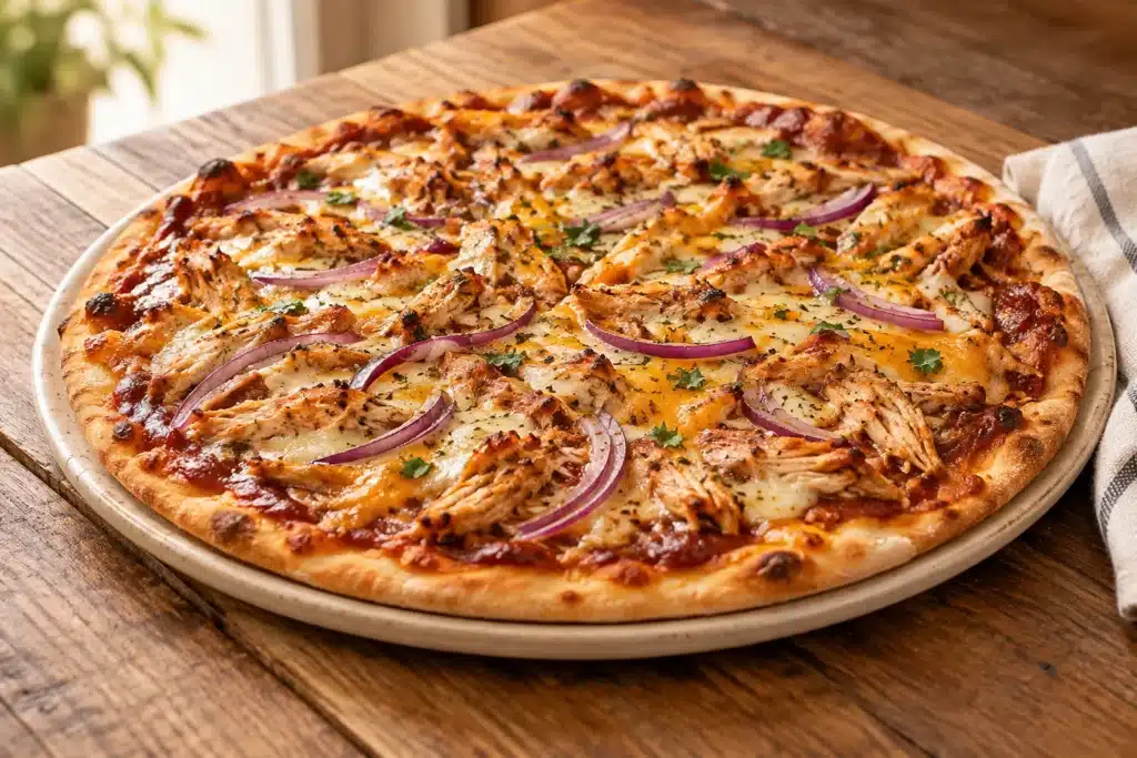 Pizza de pollo barbacoa