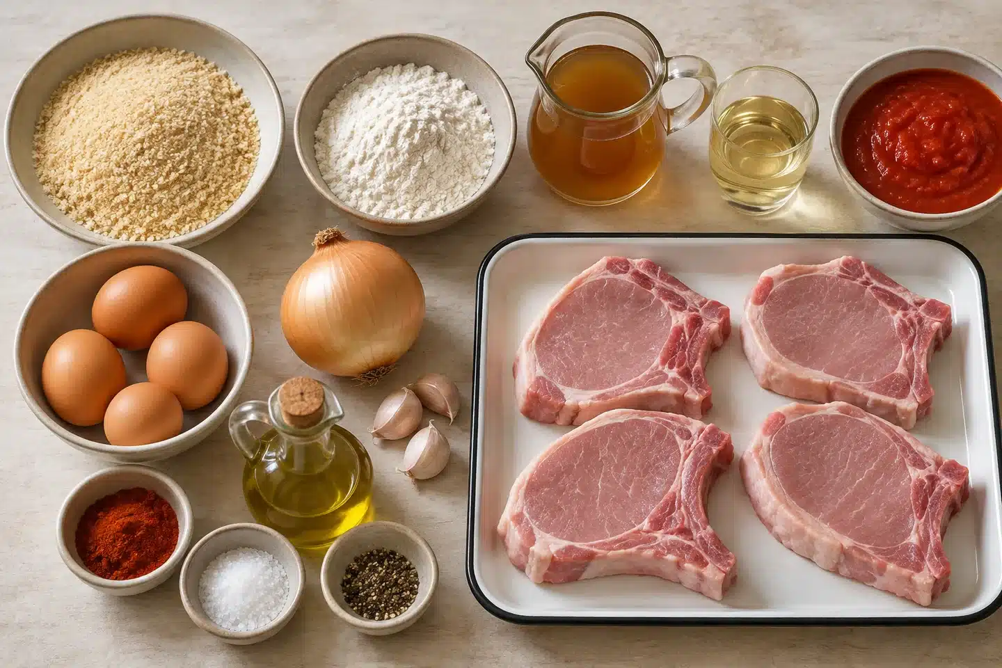 Ingredientes de Chuletas empanadas en salsa