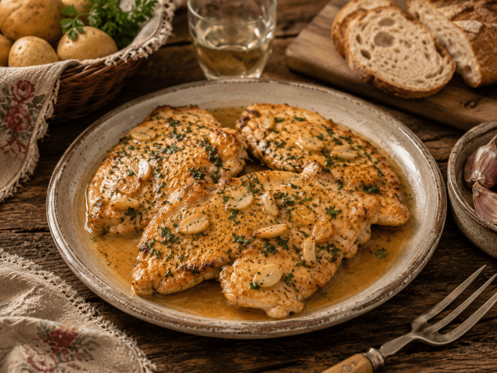 Filetes de pollo al ajillo