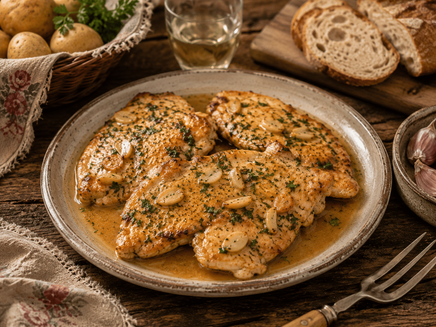 Filetes de pollo al ajillo