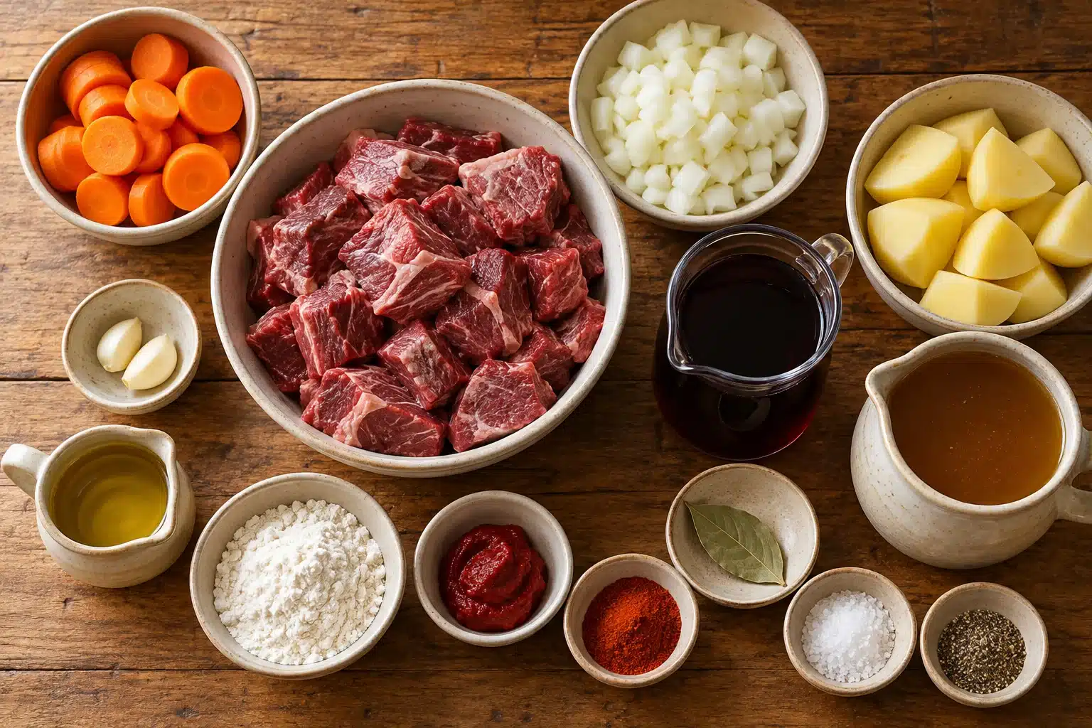 Ingredientes para estofado de ternera con patatas