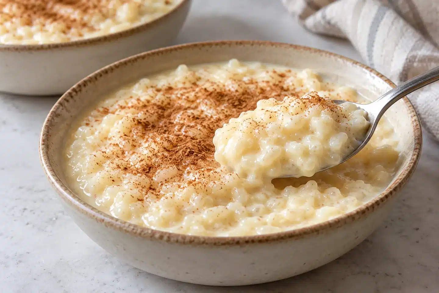 Arroz con leche en detalle, con su textura final