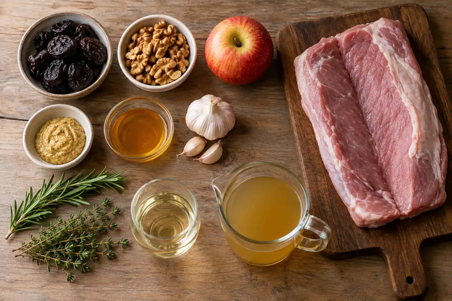 Ingredientes para lomo relleno de ciruelas