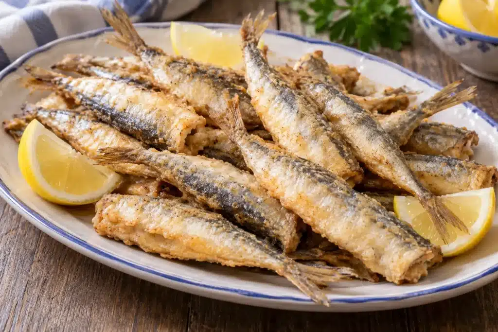 Bacaladitos fritos a la andaluza con limón