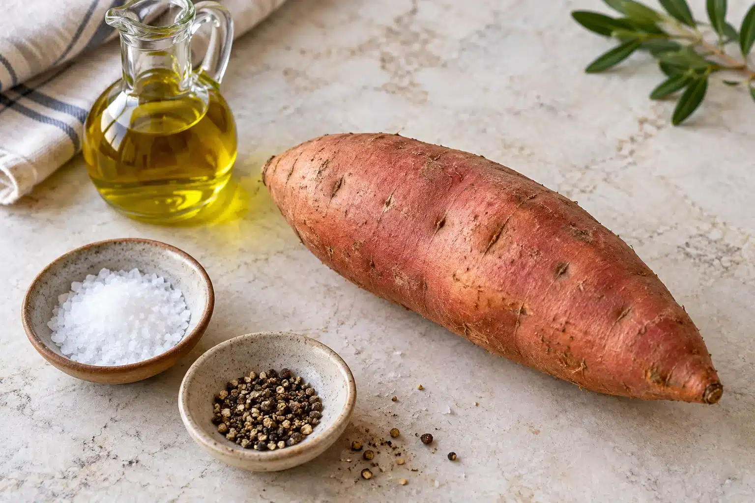 Ingredientes para boniato al microondas