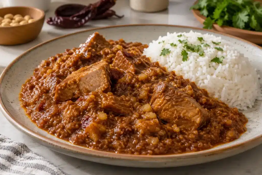Carapulcra peruana de papa seca con cerdo y maní