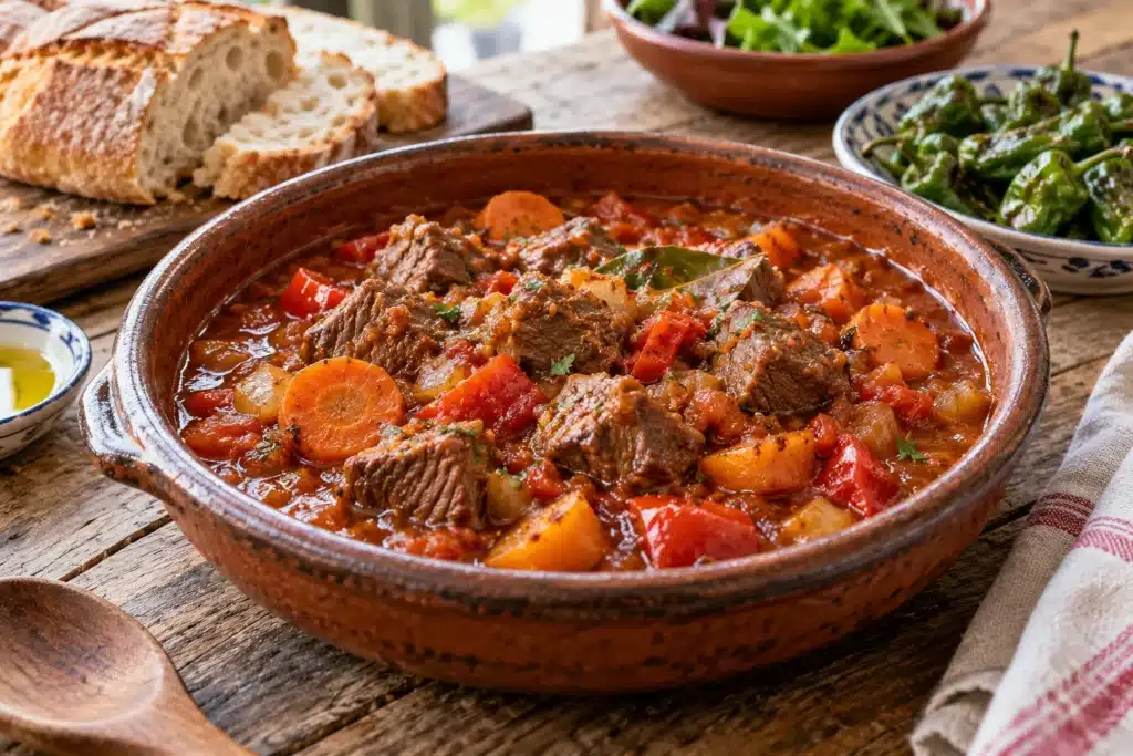 Guiso de ternera con zanahoria y salsa de verduras