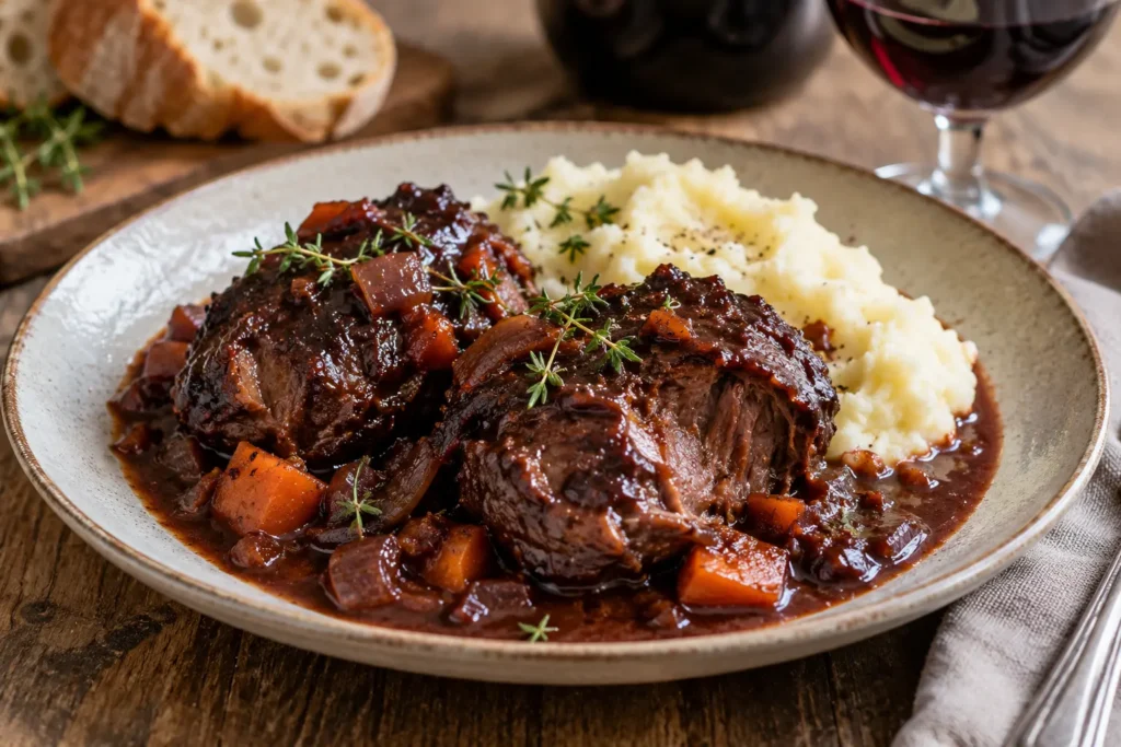 Carrilleras de cerdo con salsa de vino tinto
