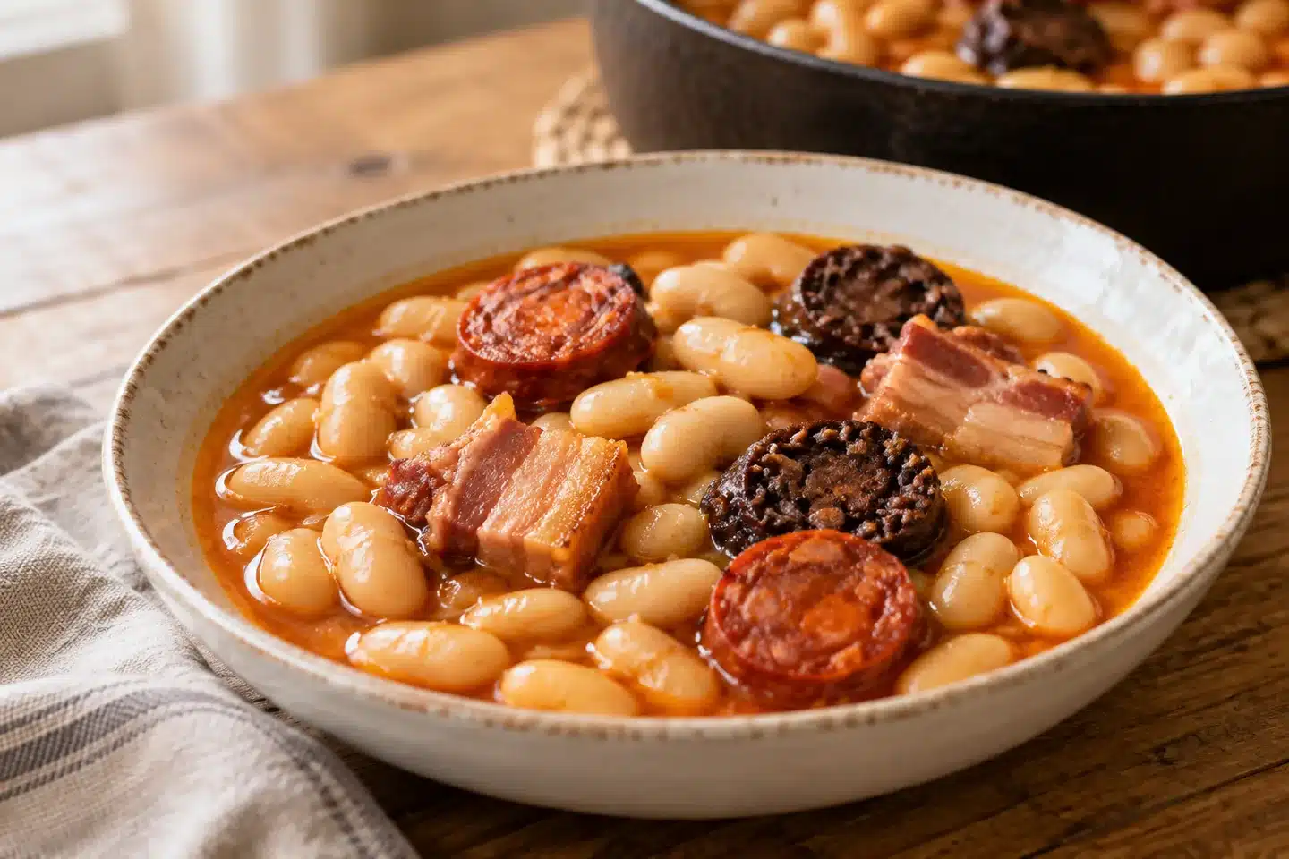 Detalle de fabada asturiana