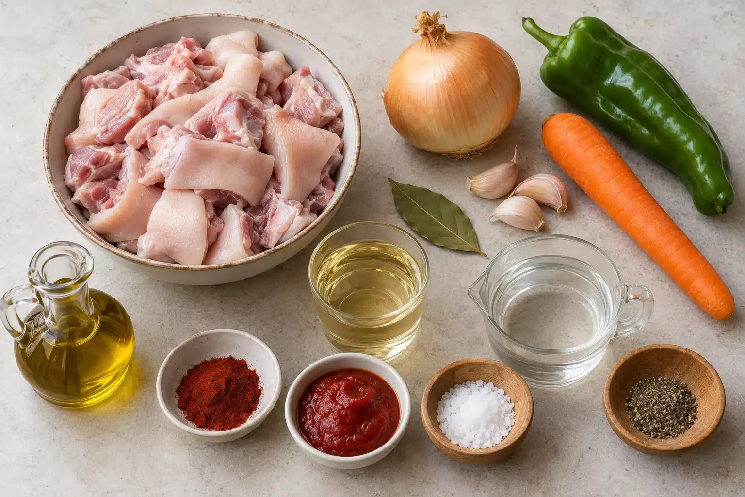 Ingredientes para Careta de Cerdo en Salsa
