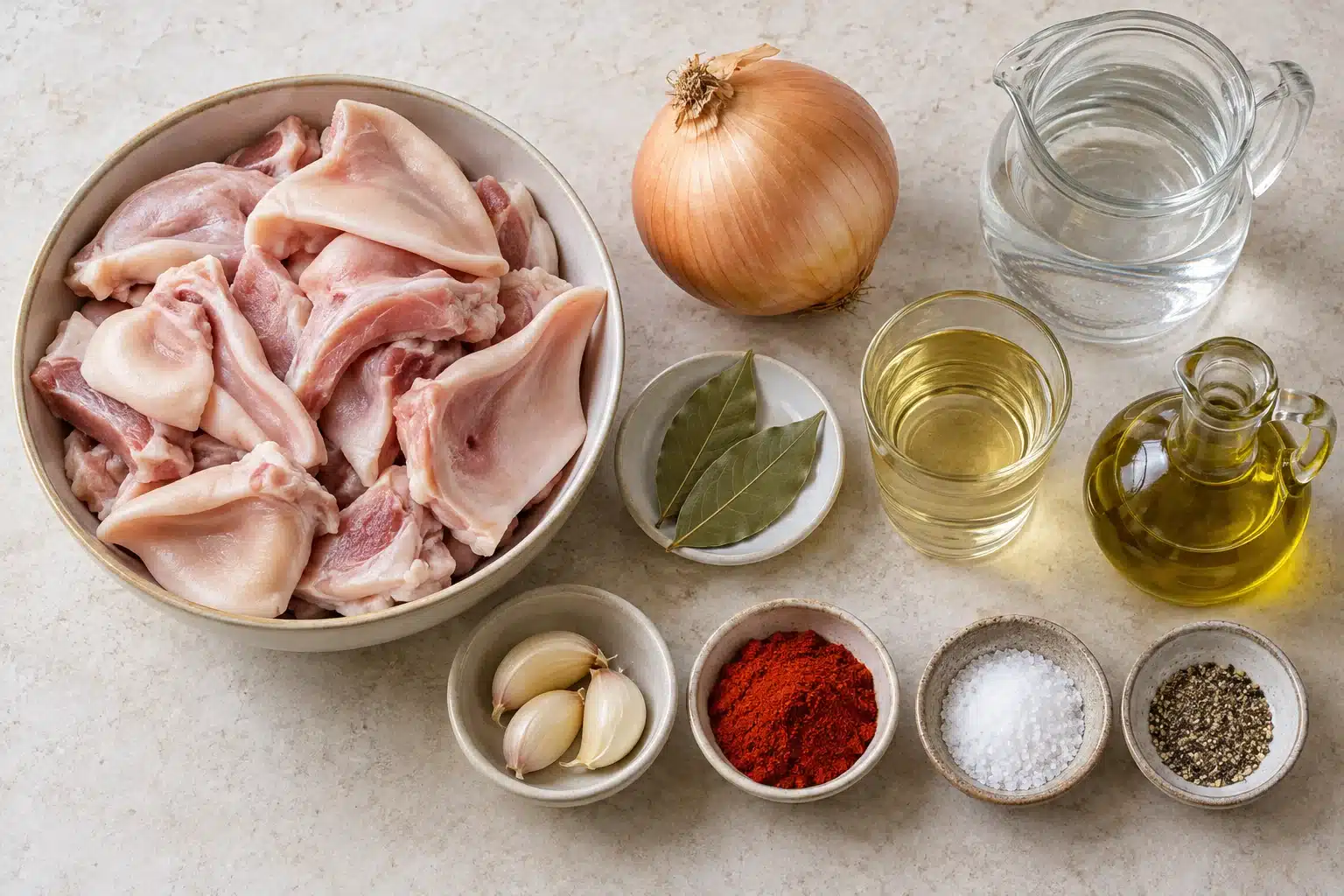 Ingredientes para Oreja en Salsa Extremeña