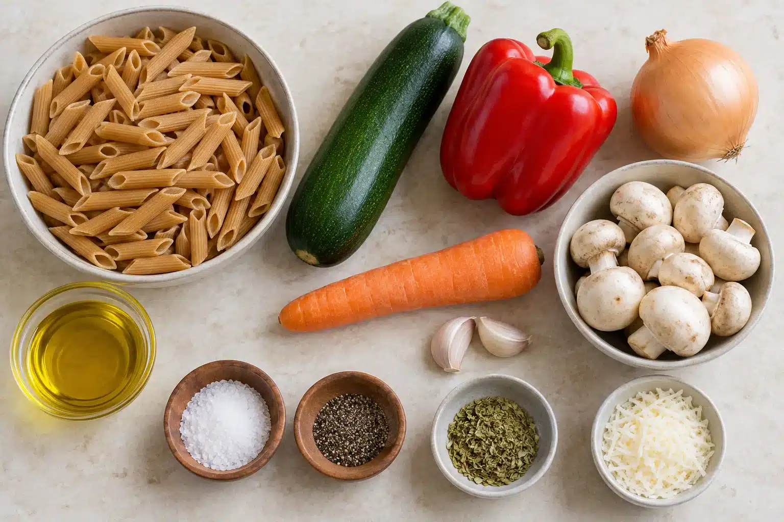 Ingredientes para Pasta Integral con Verduras