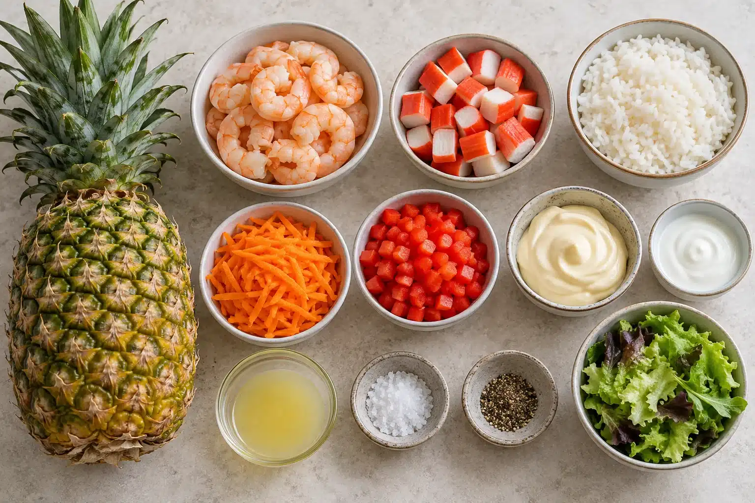 Ingredientes para Receta de piña rellena