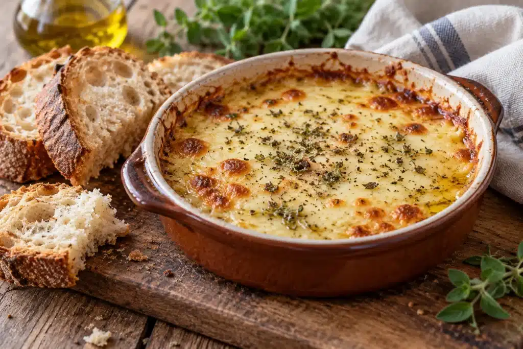 Provolone fundido con orégano