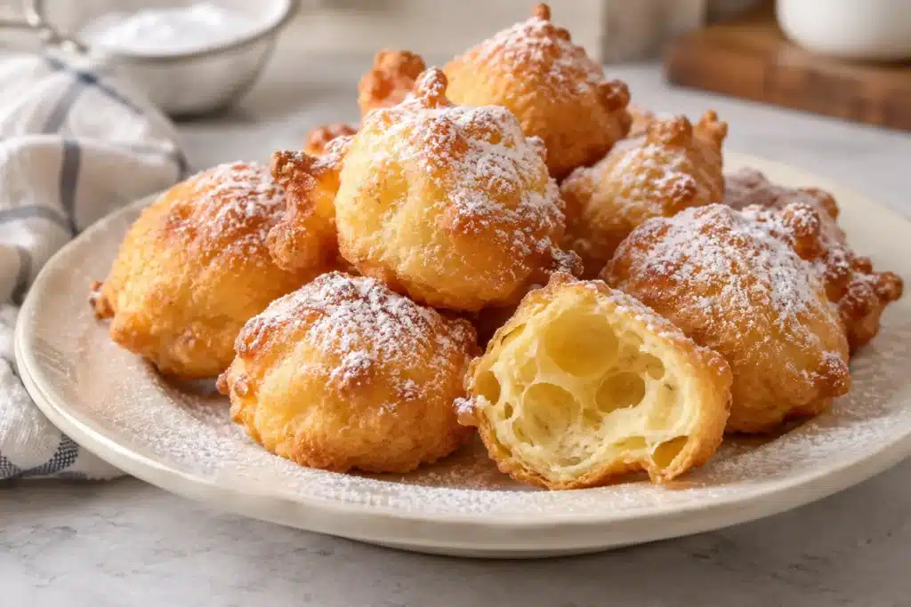 Buñuelos de viento con azúcar glas