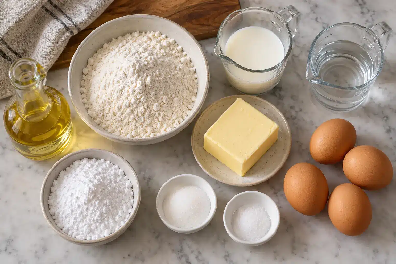 Ingredientes para preparar buñuelos de viento
