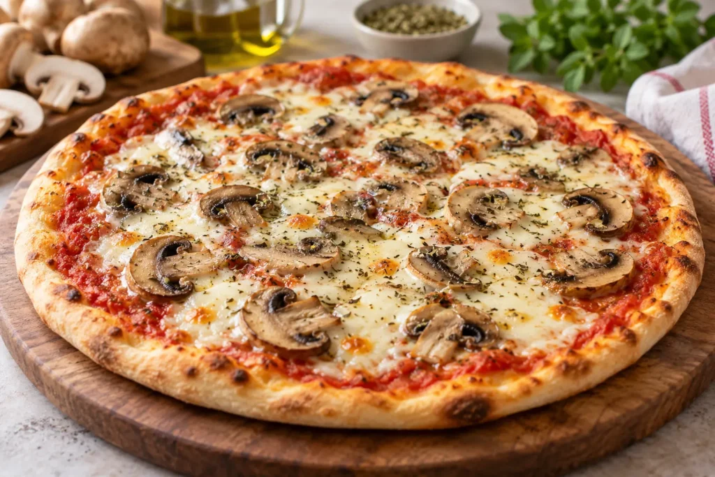 Pizza funghi con champiñones y mozzarella