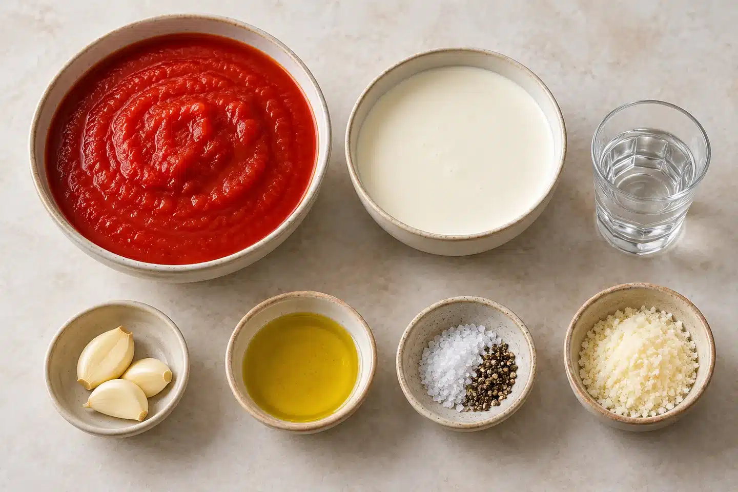 Ingredientes de salsa de vodka