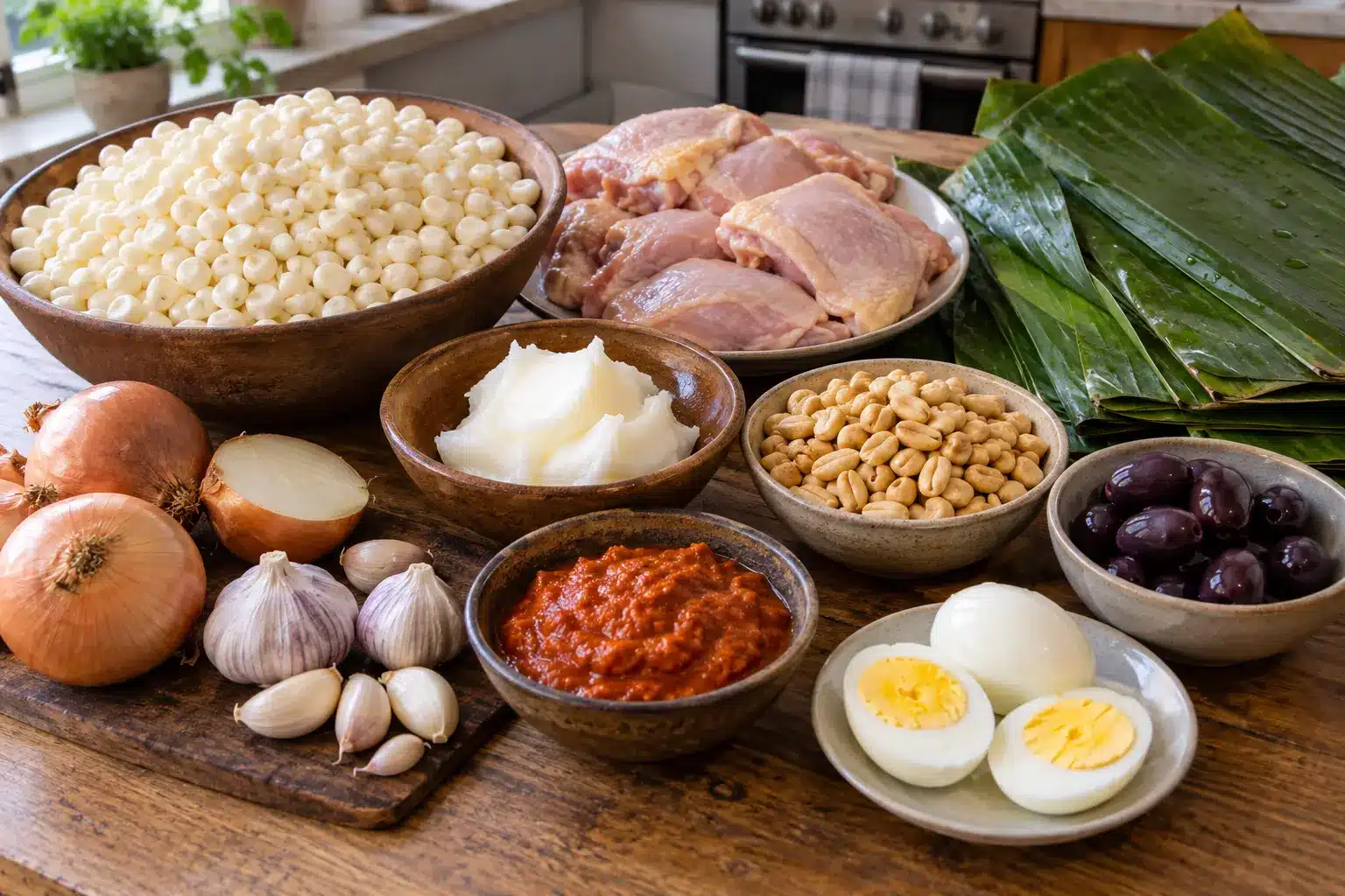 Ingredientes de los tamales peruanos de pollo
